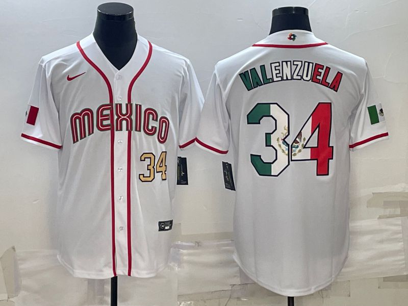 Men 2023 World Cub Mexico #34 Valenzuela White Nike MLB Jersey11->more jerseys->MLB Jersey